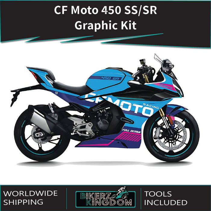 CF MOTO 450 SR / SS  Blue Graphic Kit 2022-2024 Models