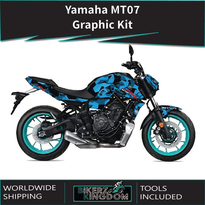 YAMAHA MT07 Graphics Kit Camo Turquoise 2014-2024 Design MT07 Decal Set