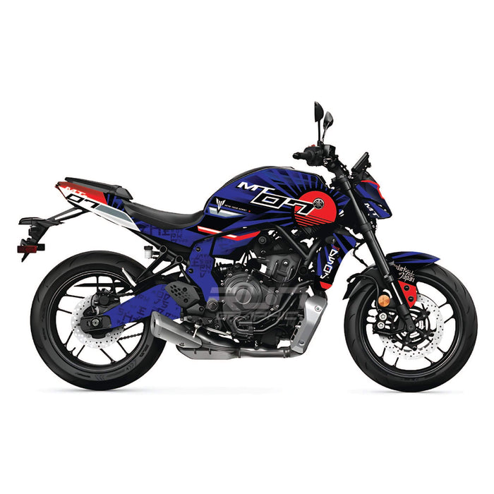 YAMAHA MT07 2025 Blue Sunrays Graphics Kit 2025 Model Decal Set
