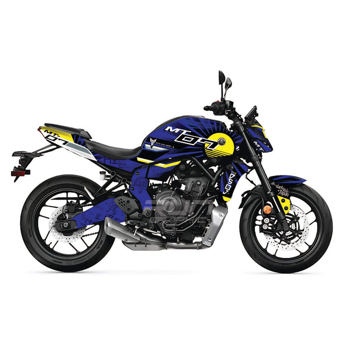 YAMAHA MT07 2025 Blue Sunrays Graphics Kit 2025 Model Decal Set