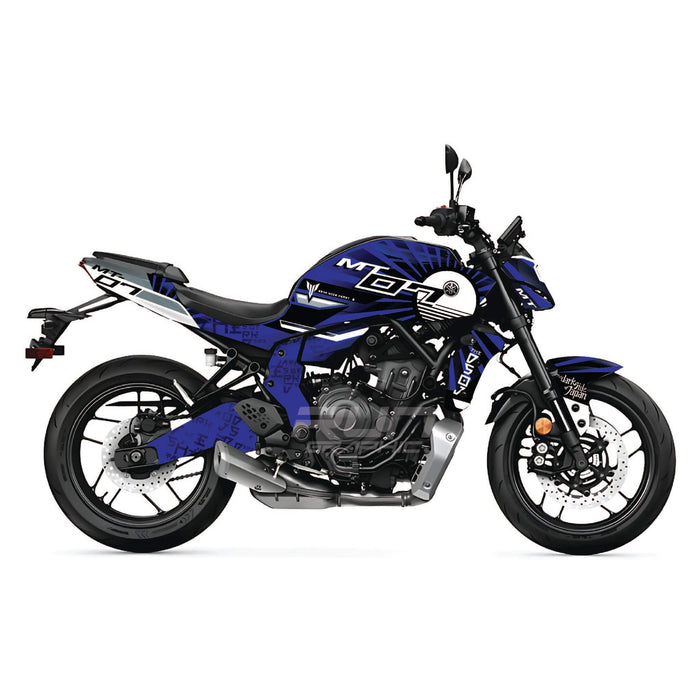 YAMAHA MT07 2025 Blue Sunrays Graphics Kit 2025 Model Decal Set