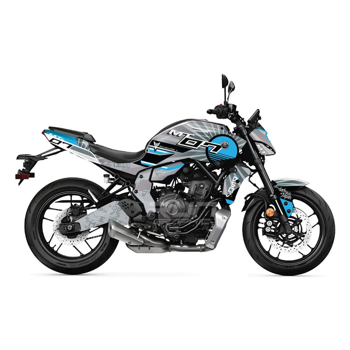 YAMAHA MT07 2025 Grey Sunrays Graphics Kit 2025 Model Decal Set