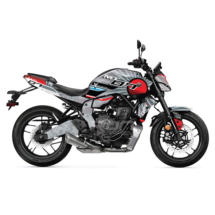 YAMAHA MT07 2025 Grey Sunrays Graphics Kit 2025 Model Decal Set