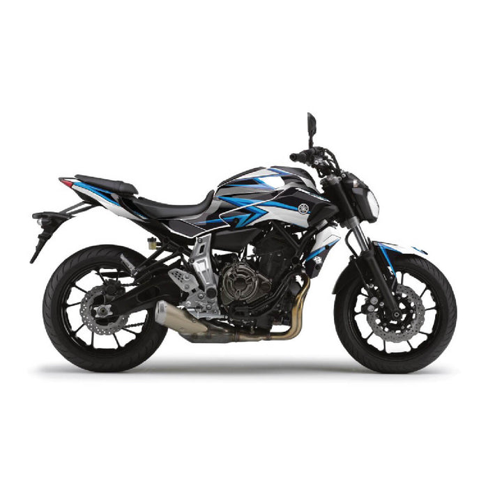 YAMAHA MT07 White and Brilliant Blue Graphic Kit 2014-2024