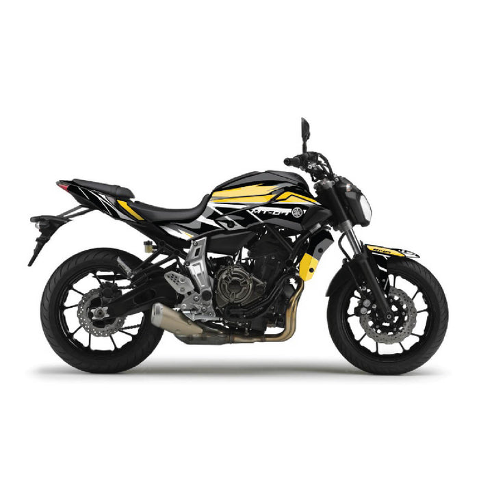 YAMAHA MT07 White and Yellow Graphic Kit 2014-2024