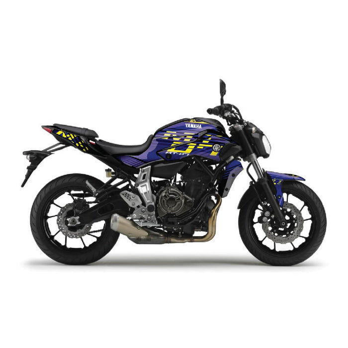 YAMAHA MT07 Funky Blue and Yellow Graphic Kit 2014-2024