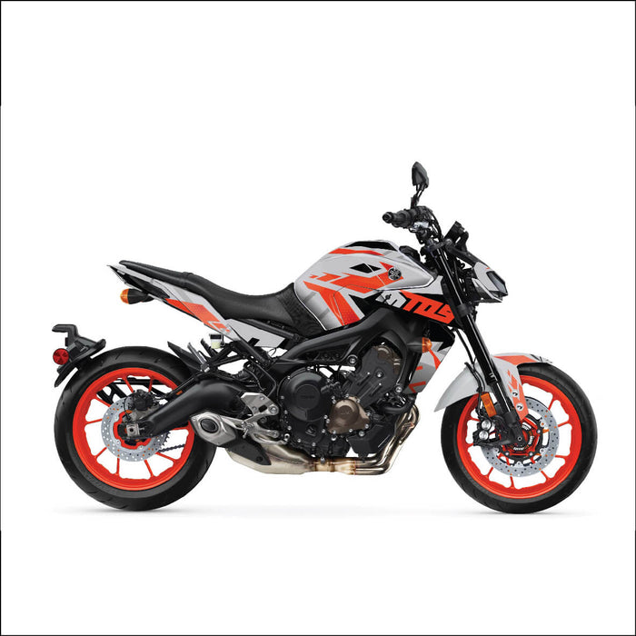 YAMAHA MT-09 Light Grey Orange Graphic Kit 2014-2024