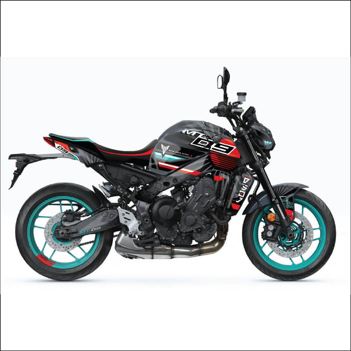 YAMAHA MT-09 Graphic Red and Turquoise Graphic Kit 2014-2024