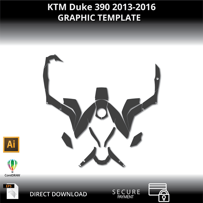 KTM Duke 390 2013-2016 1:1 Vector Graphic Template