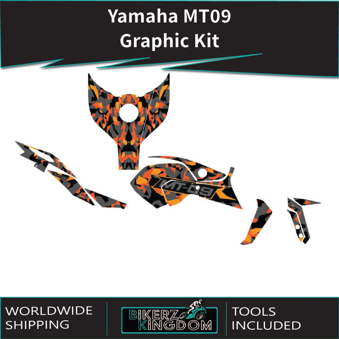 YAMAHA MT09 Camo Orange Graphic Kit 2014-2024